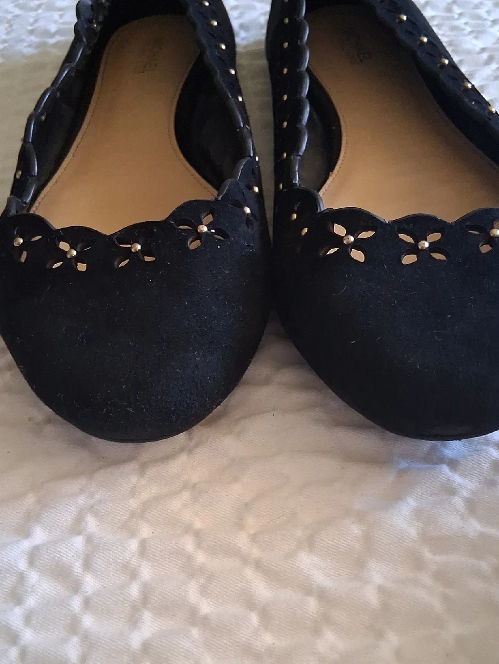 MICHAEL Michael Kors Thalia Black Suede Scalloped Ballet Flats Size 8 M